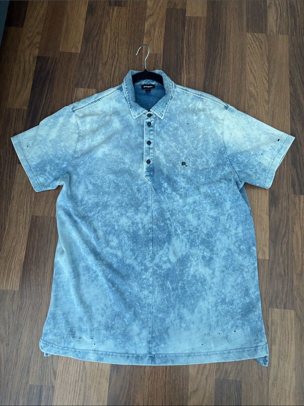 Diesel Men's Acid-Wash Light Blue Polo